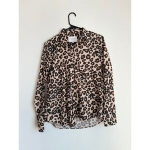 The Shirt by Rochelle Behrens Leopard Print Button-Down Shirt - Beige and Black